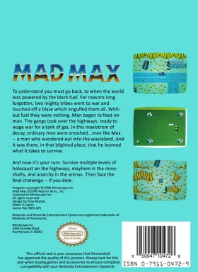 Mad Max (USA) box cover back